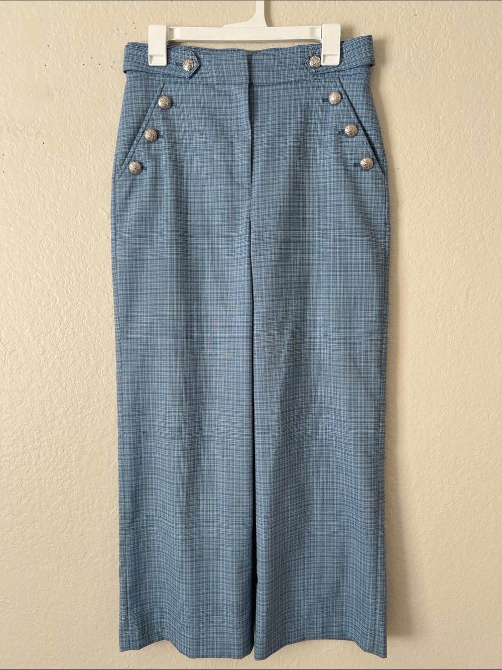 Like New! VERONICA BEARD Wool Blend Multi Plaid Button Pocket Cropped 6